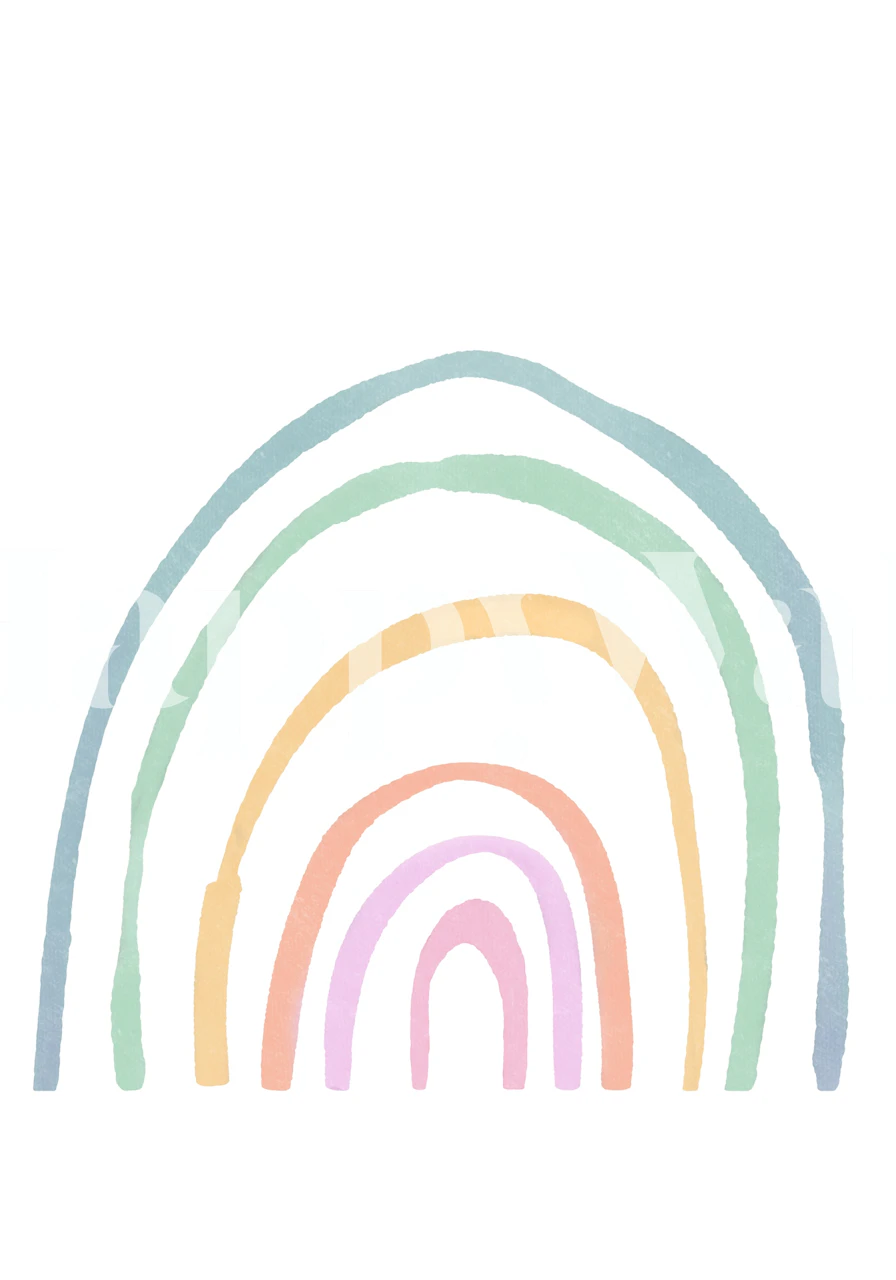 Quirky pastel rainbow wallpaper in a room