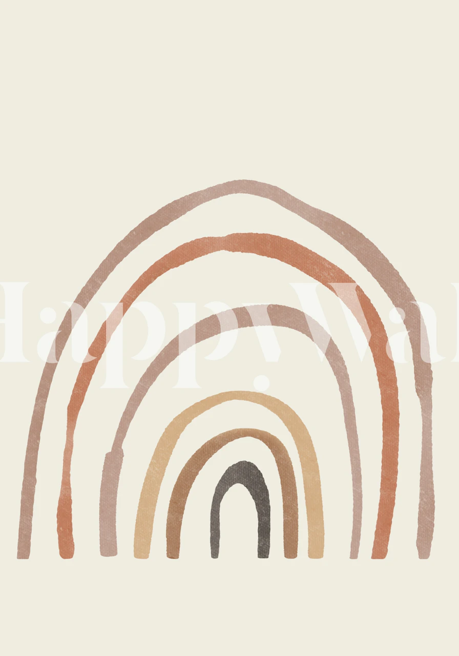 Beige striped rainbow wallpaper with earthy tones