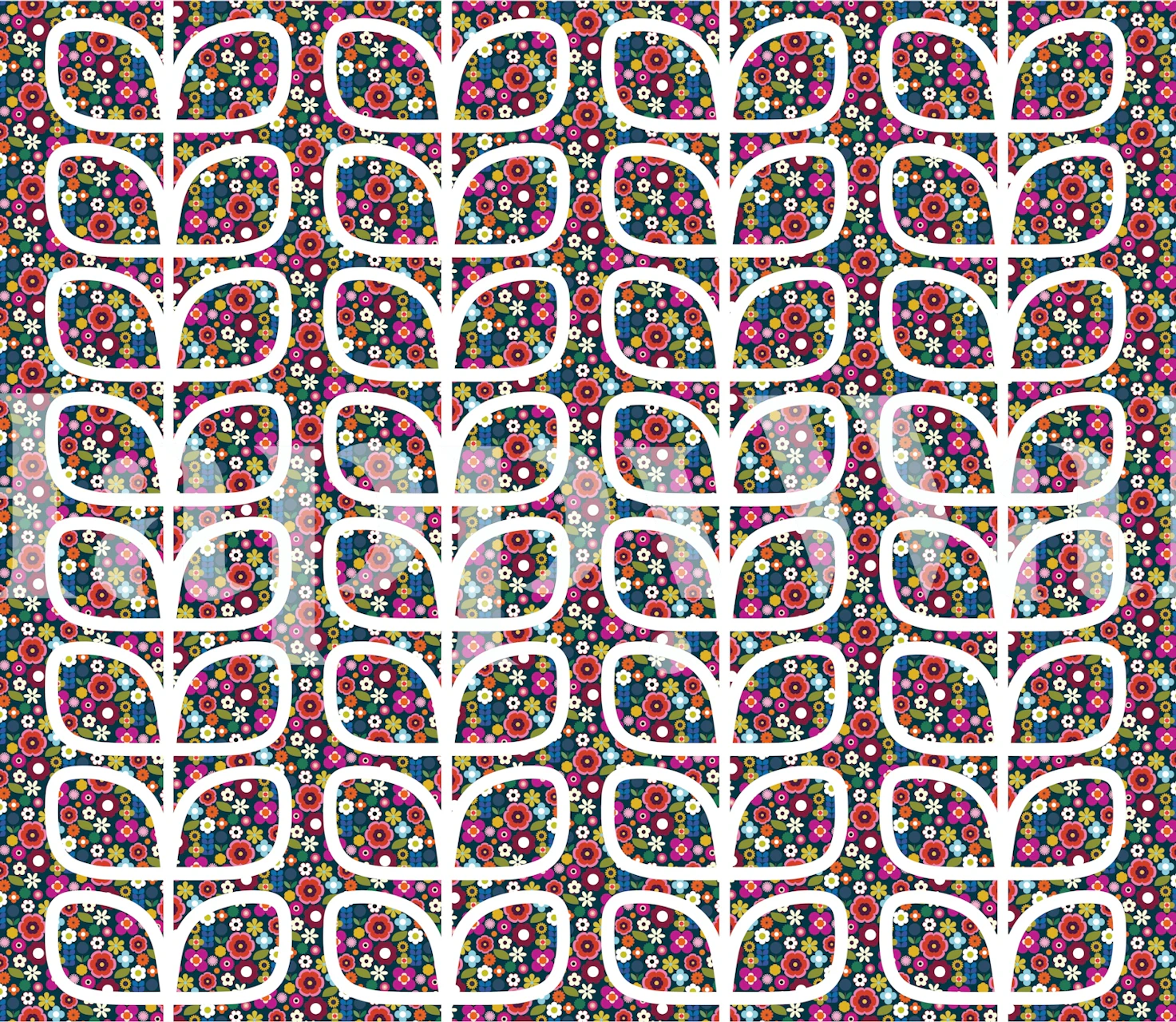 Vintage floral vines wallpaper design in room