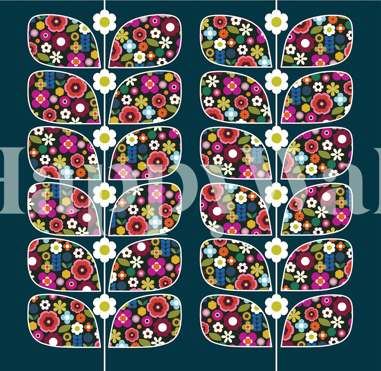 Colorful floral wallpaper with bright flowers and dark background