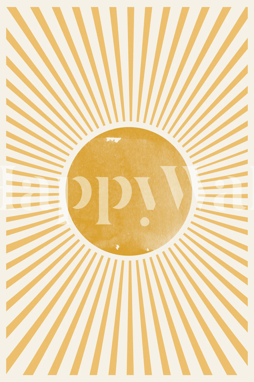 Yellow sunburst rays pattern wallpaper