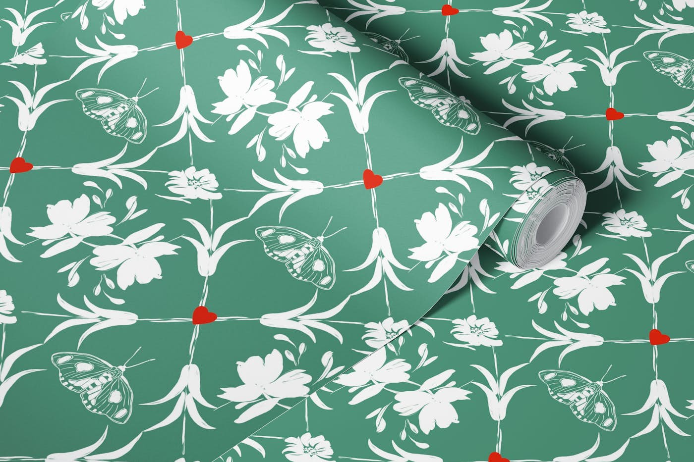 Floral Pleasure greenish G wallpaper roll