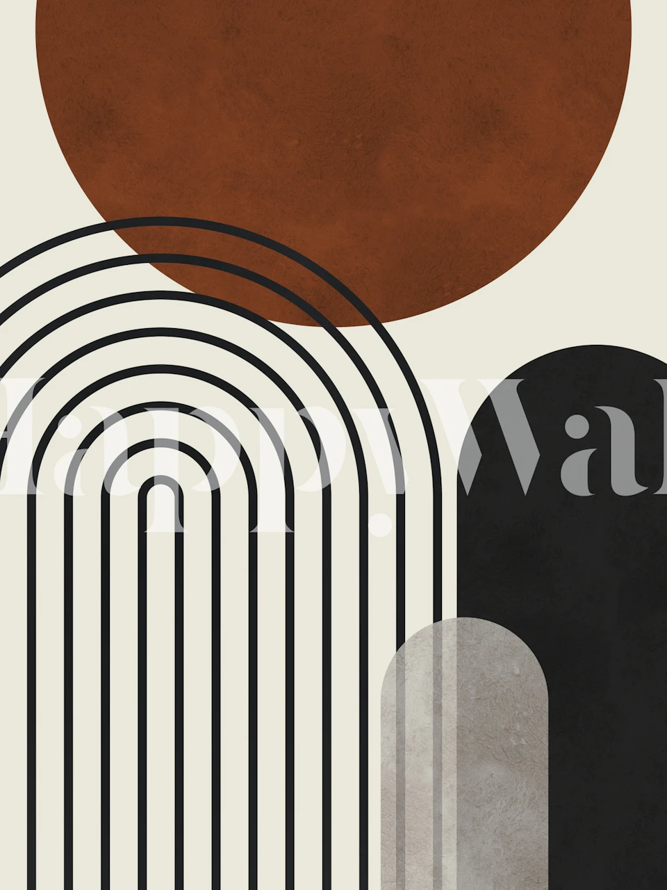 Geometric circles in earthy colors: brown, black, and gray wallpaper