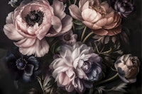 Dark Moody Baroque Blooms Smoke Pink Peach tapete