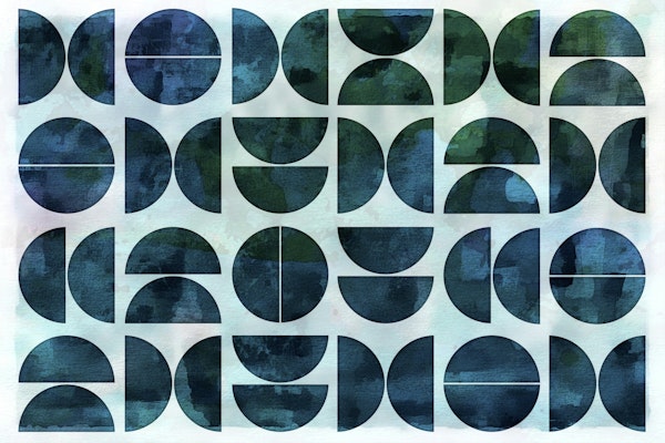 Modern Teal Mid-Century Contemporary Geometry