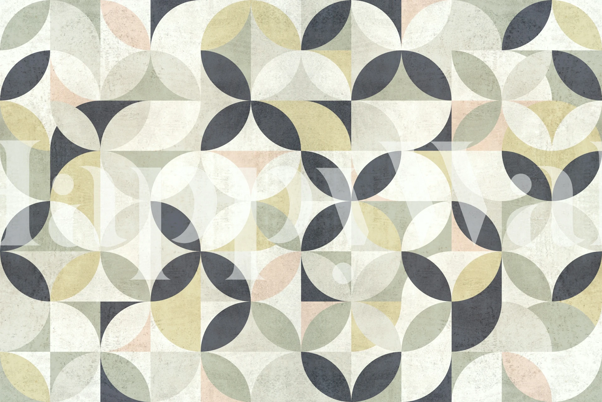 Geometric shapes in muted colors like gray, beige, and navy wallpaper
