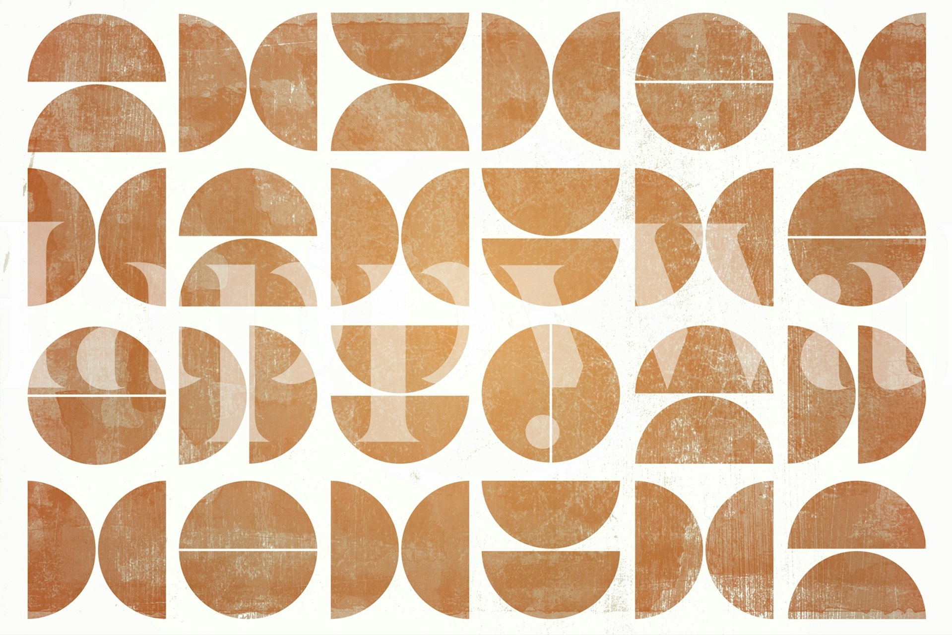 Gold geometric shapes on a Mid-Century Modern wall mural