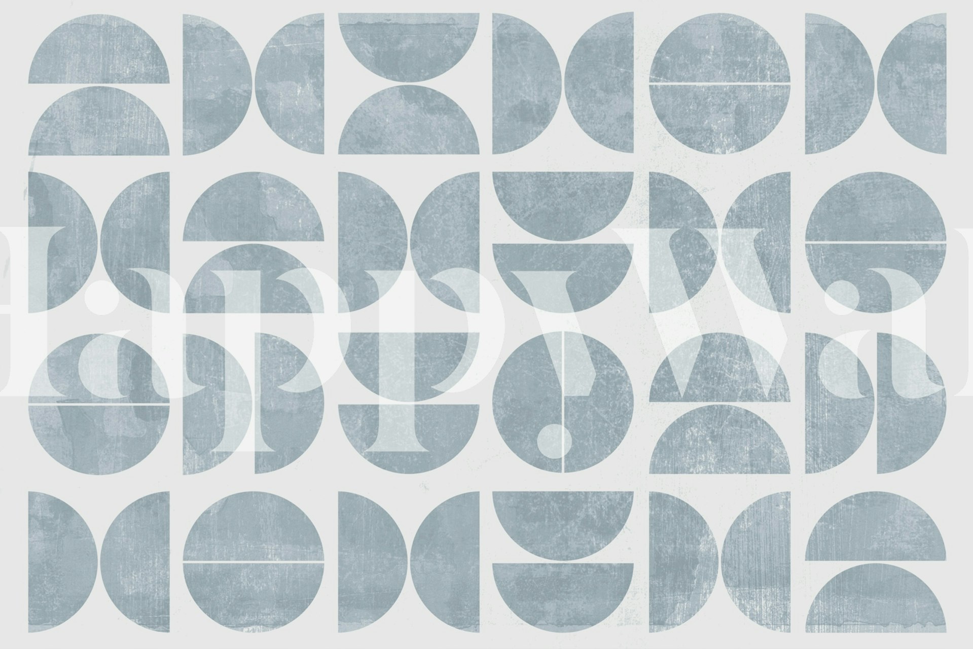 Abstract geometric mid-century modern wall mural in shades of grey