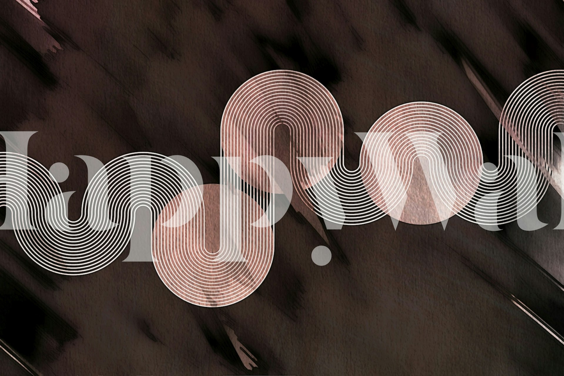 Curvy pink lines on dark background in Bauhaus style wallpaper