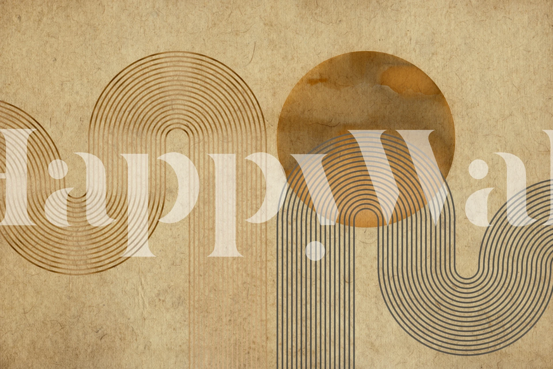 Carta da parati Curvy Lines Japandi in una stanza