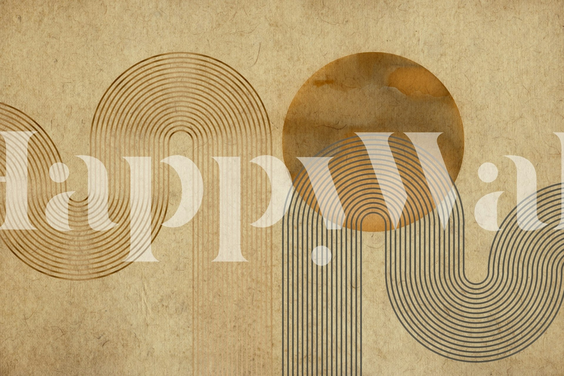 Papier peint Curvy Lines Japandi dans une pièce