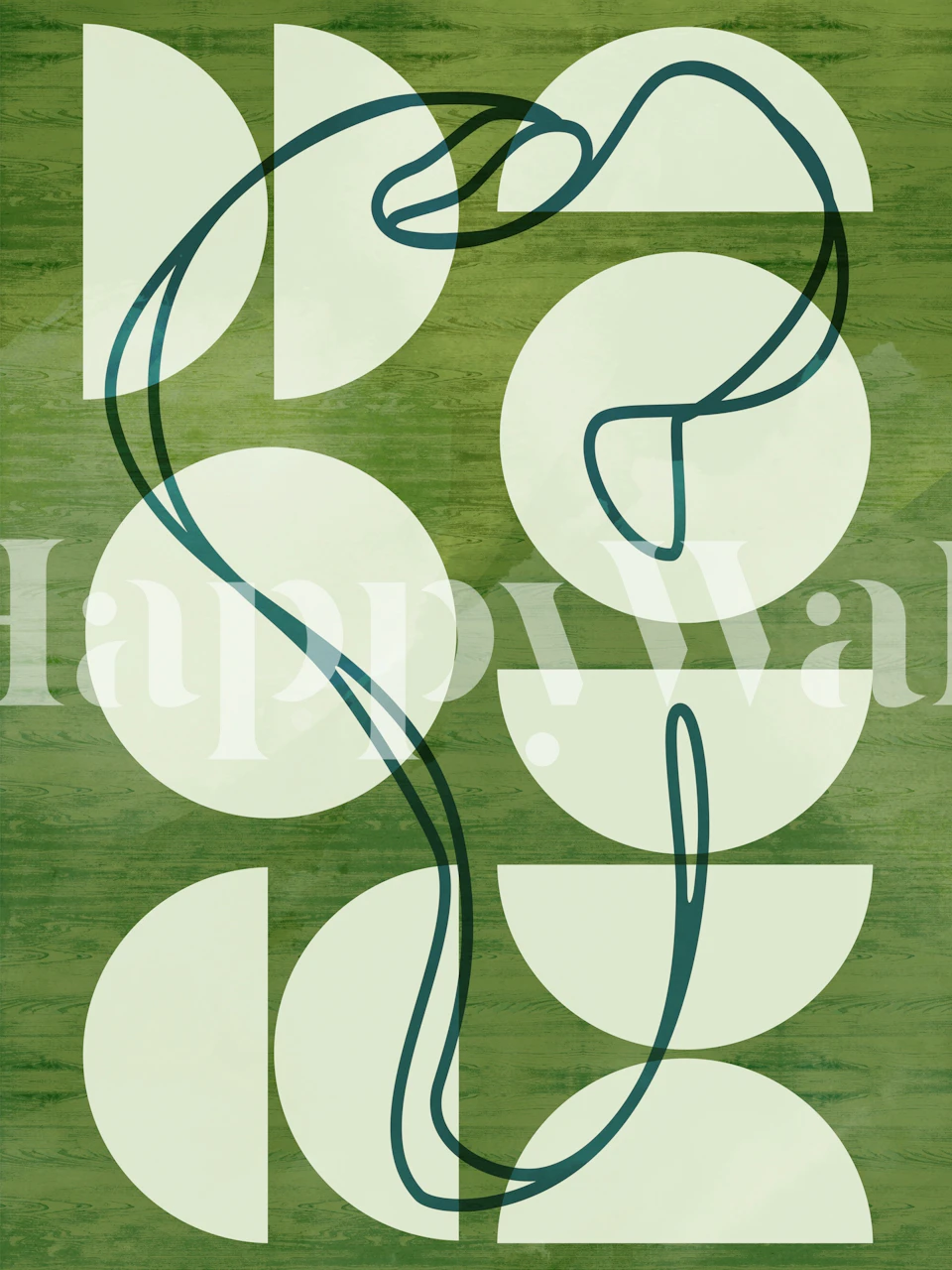 Modern Mid-Century Seventies Green behang ontwerp