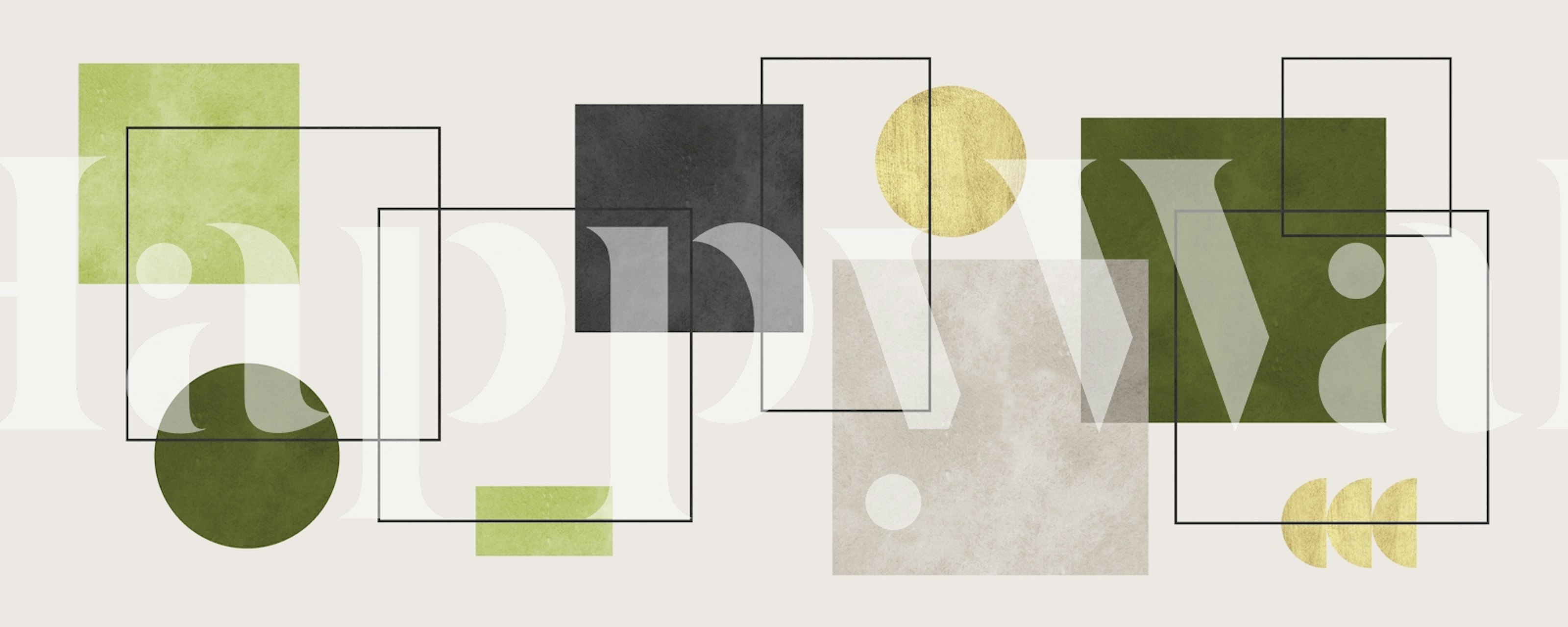 Grüne und schwarze geometrische Muster mit Kreisen und Rechtecken wallpaper