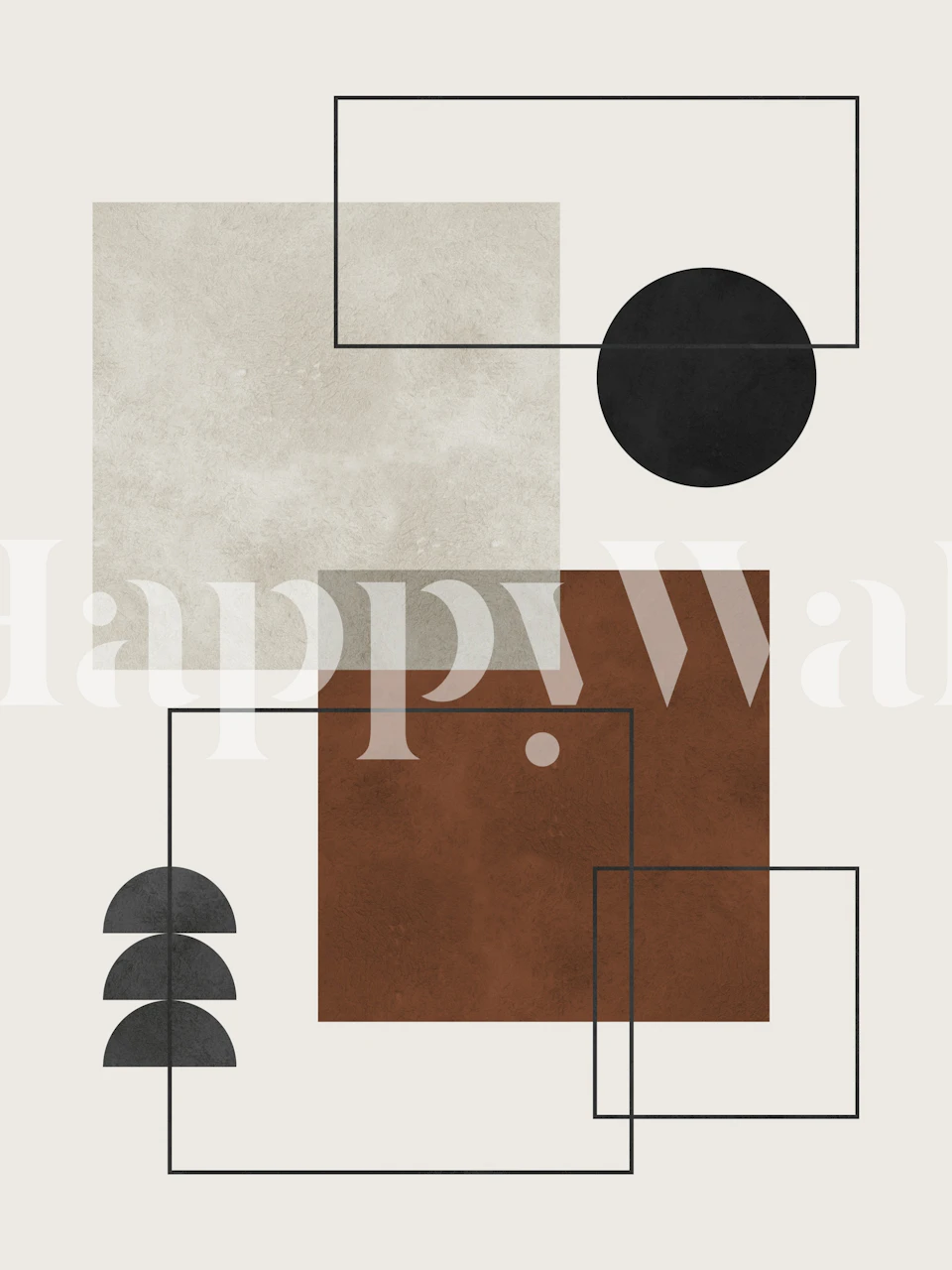 Geometric shapes in brown, cream, and black wallpaper