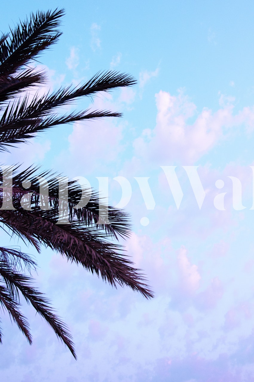 Palm Leaves och Pastel Clouds tapet i ett rum