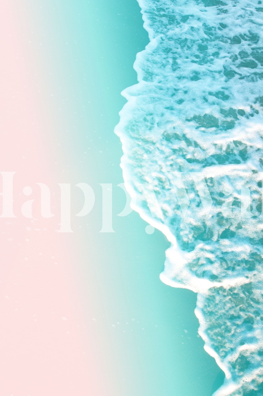 Turquoise ocean wave pattern with soft pink tones wallpaper