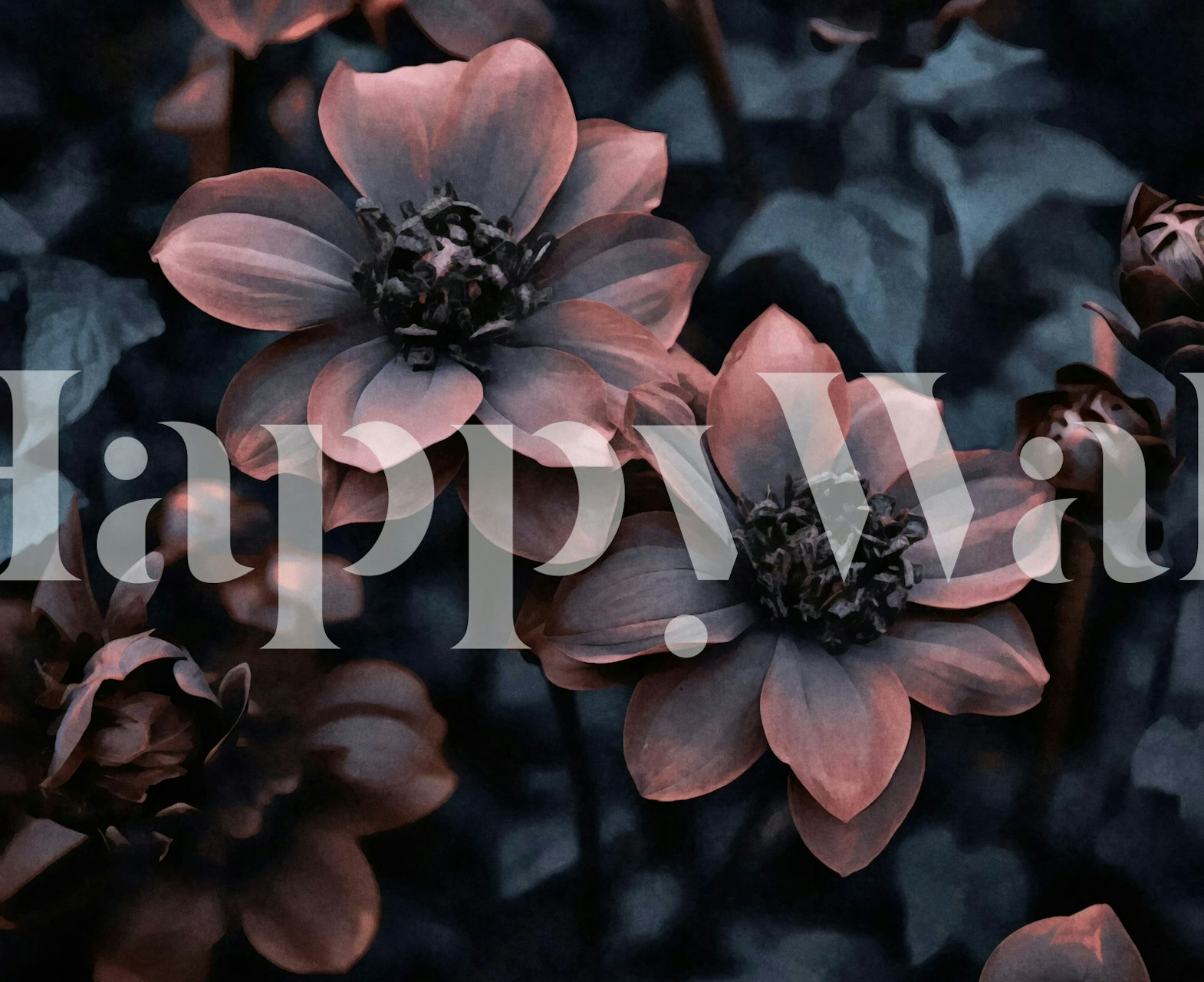 Ταπετσαρία Moody Watercolor Florals σε ένα δωμάτιο