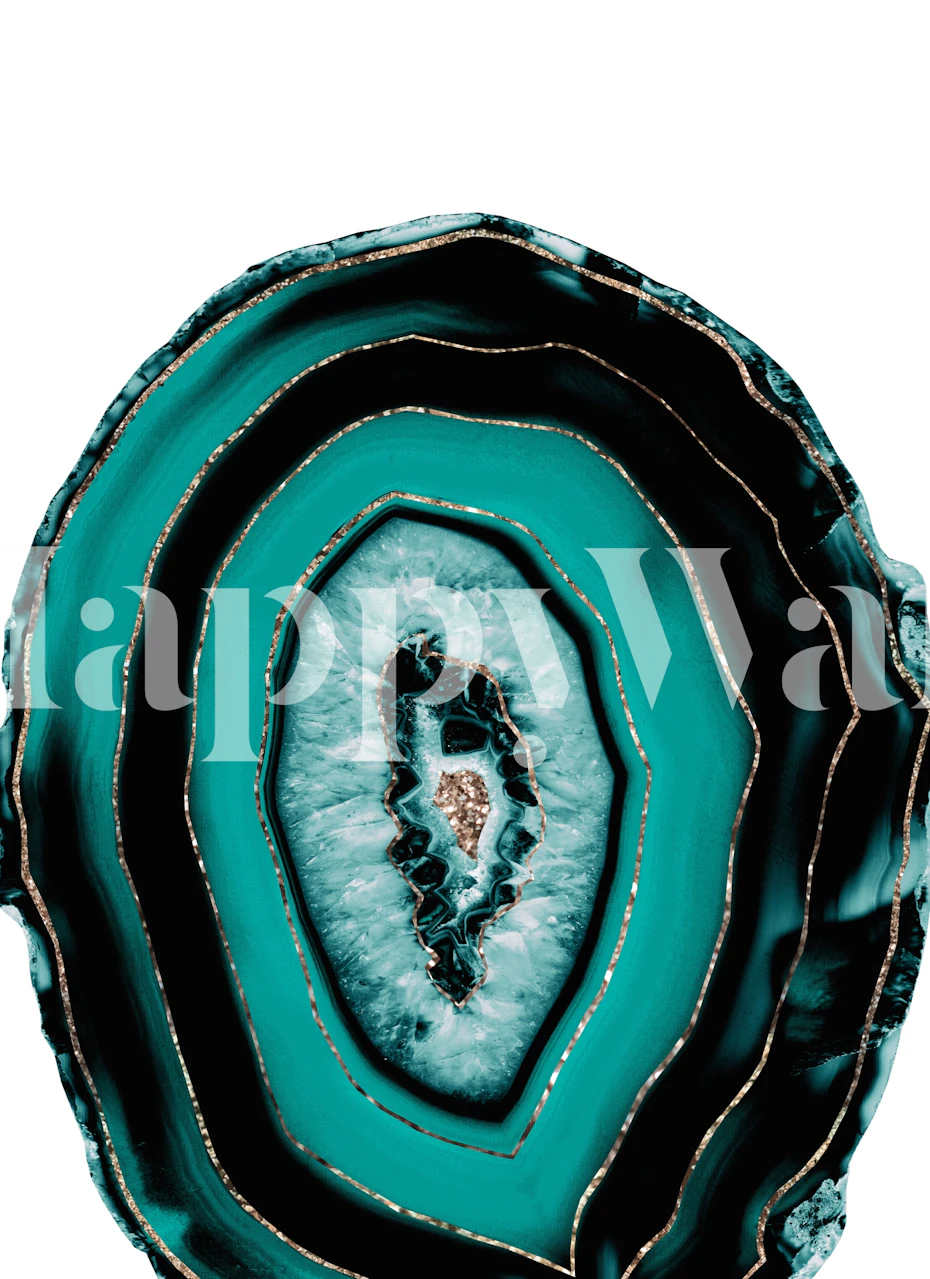 Teal Agate Gold Glitter tapet i ett rum