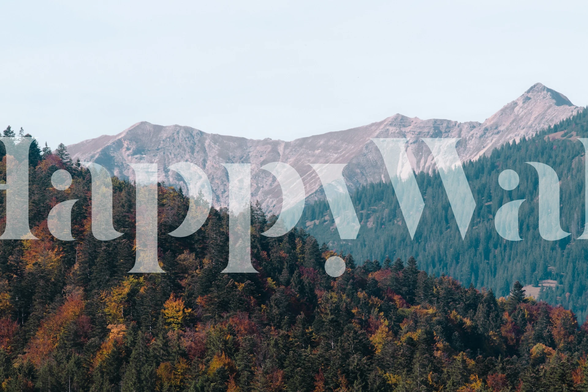 Mountain range with autumn forest wall mural