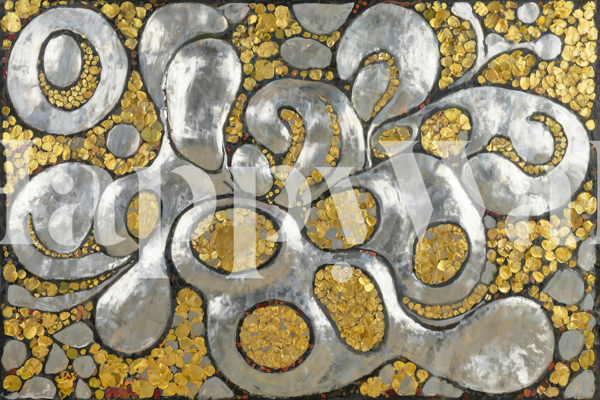 Art Deco geometric pattern in black and gold wallpaper