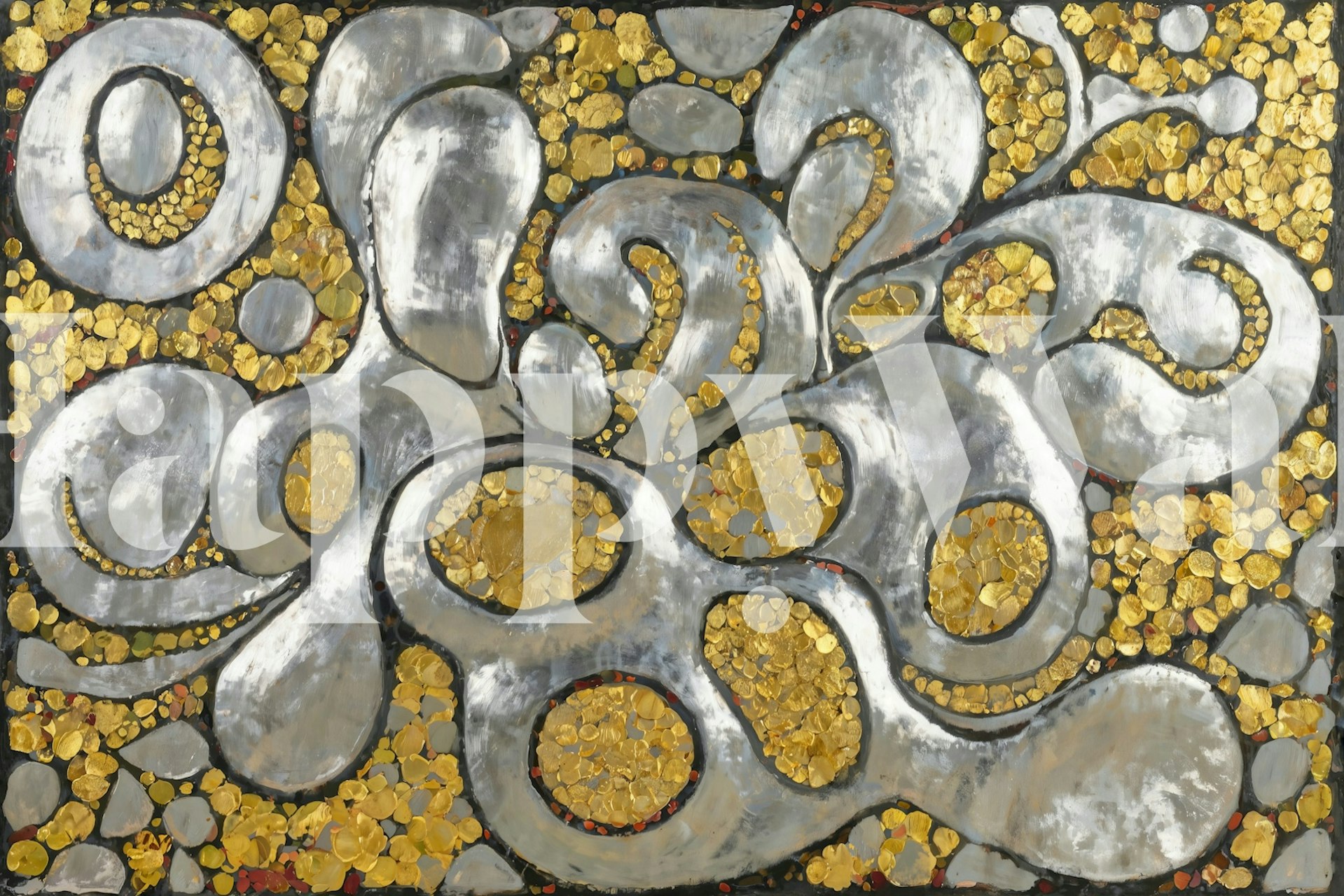 Art Deco geometric pattern in black and gold wallpaper