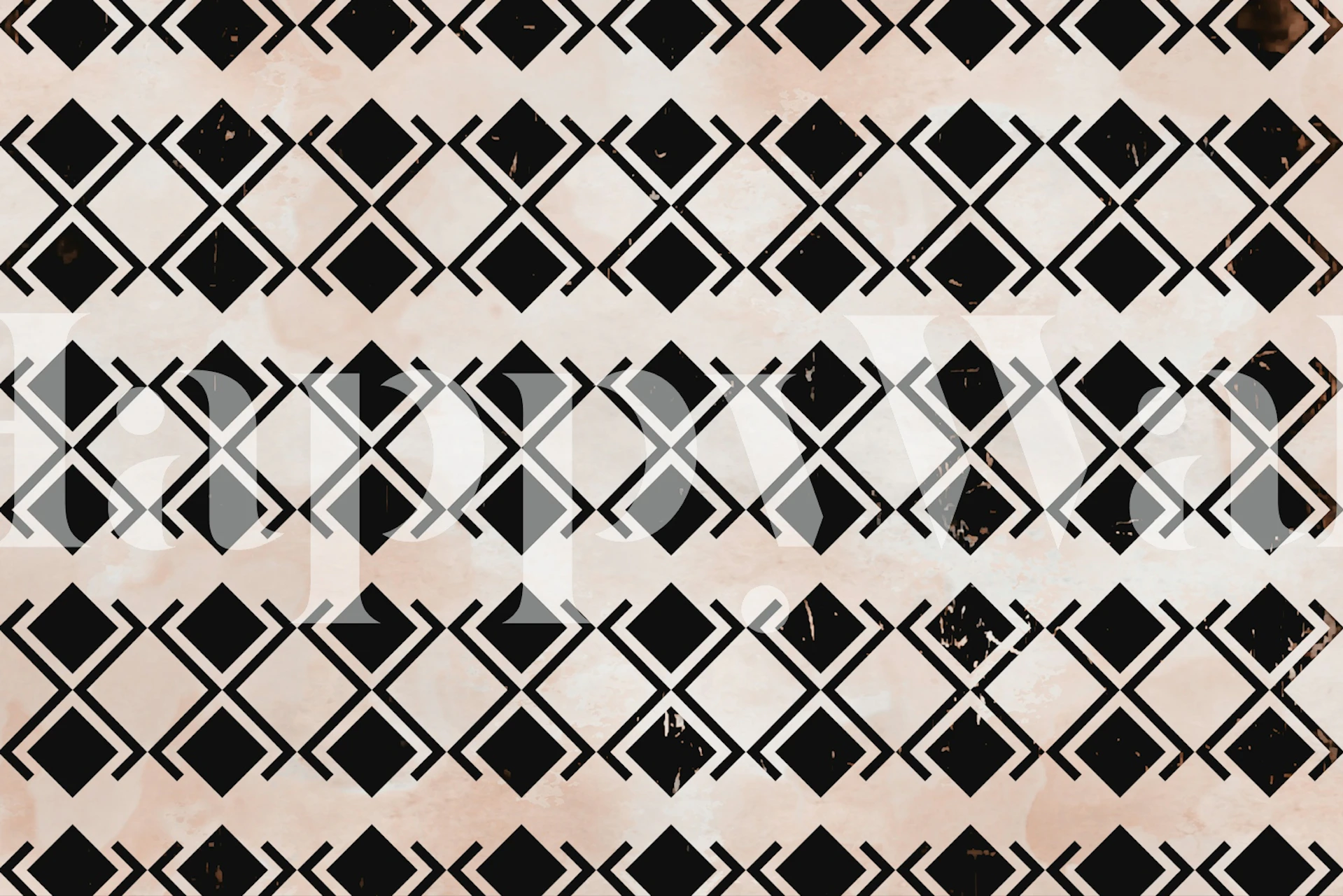 Geometric black and pink diamond pattern wallpaper
