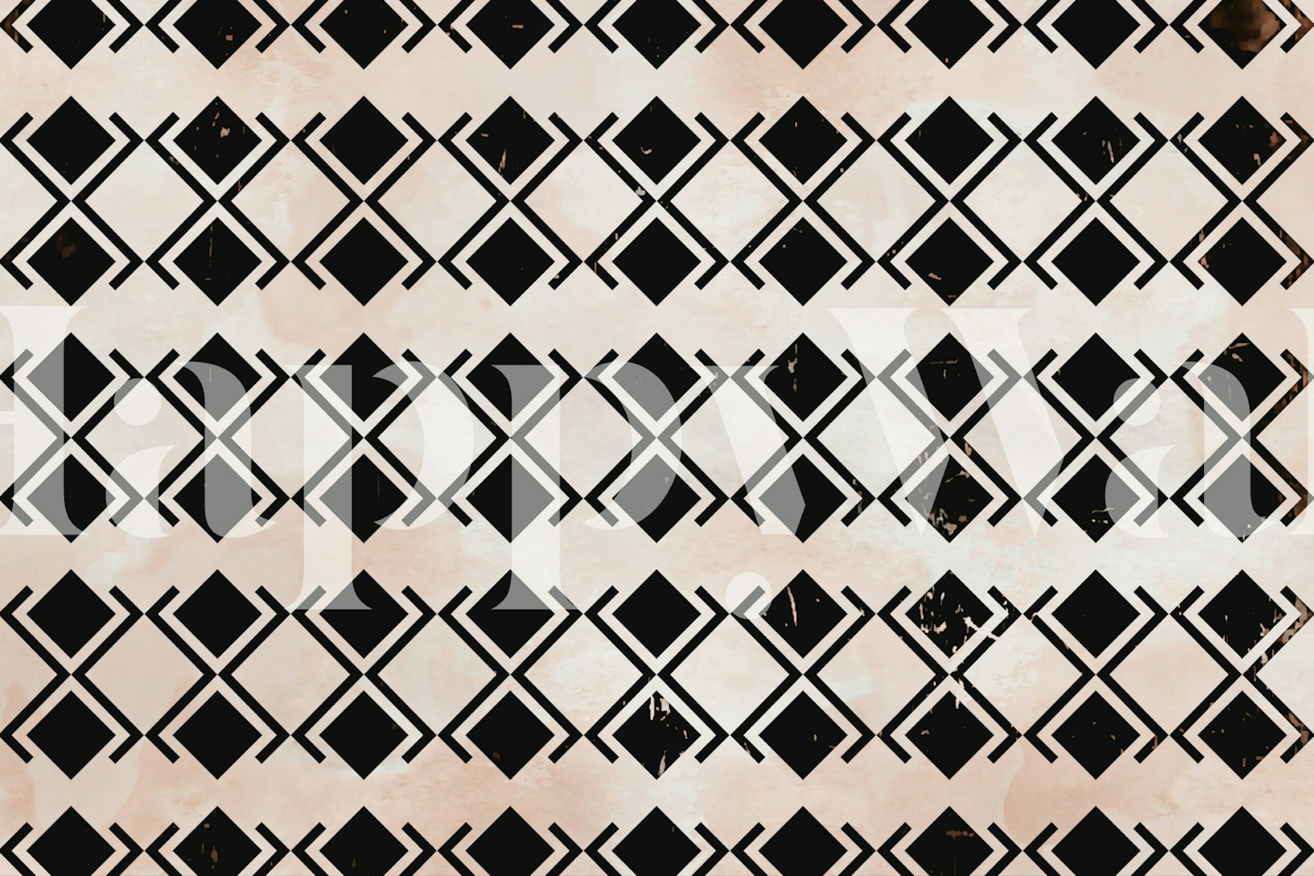 Geometric black and pink diamond pattern wallpaper