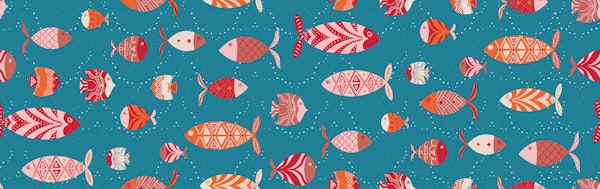 Fish Adrift - Teal Blue