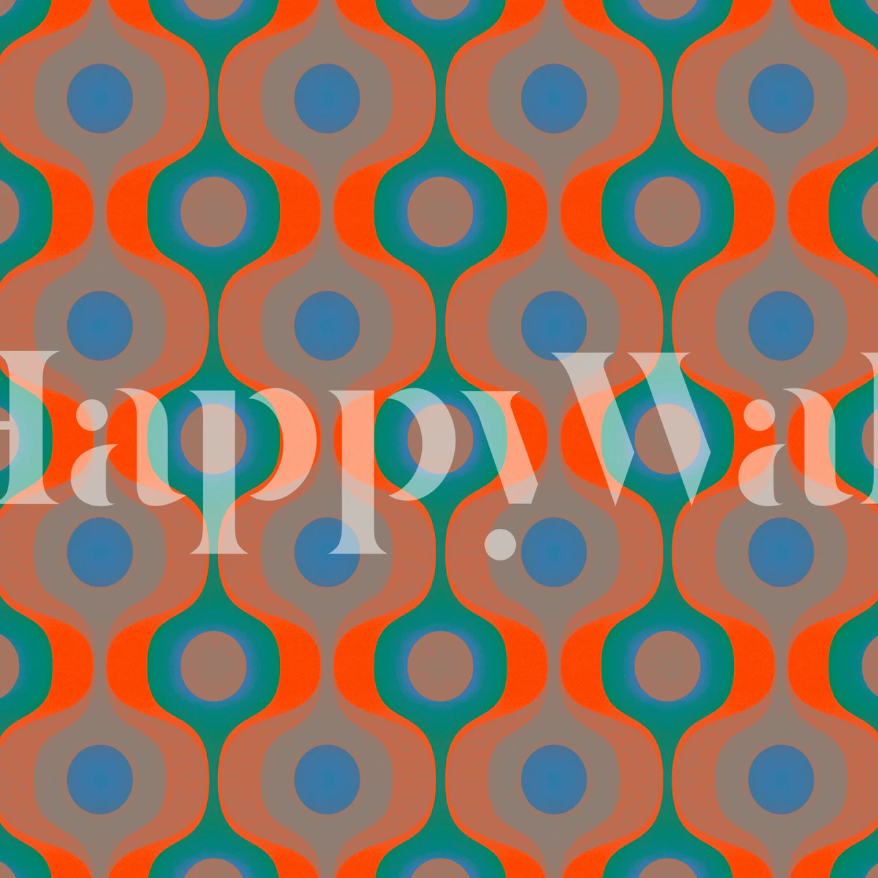 Motif géométrique en orange, bleu et marron sur papier peint