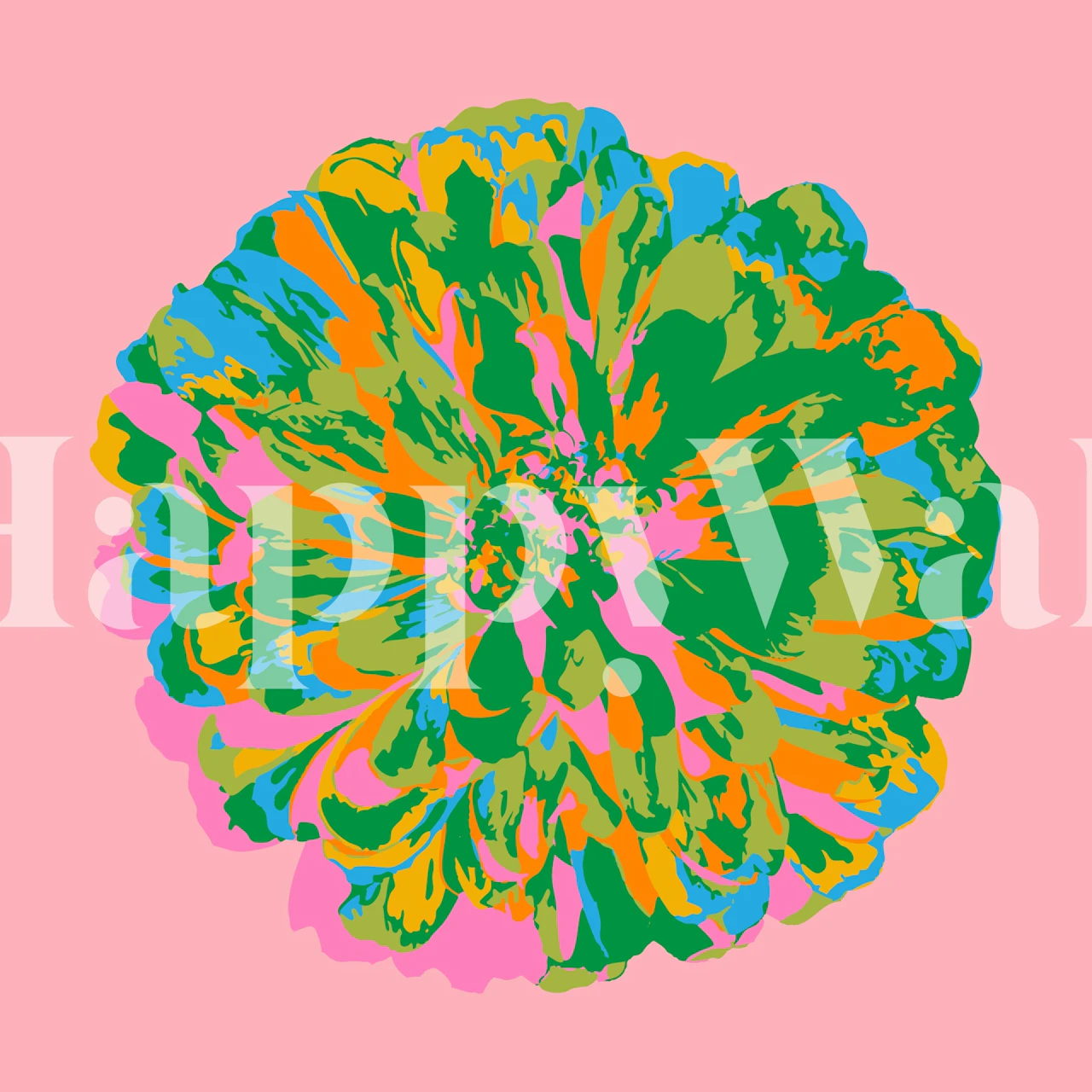 Kleurvol behangontwerp met chrysanthemums.