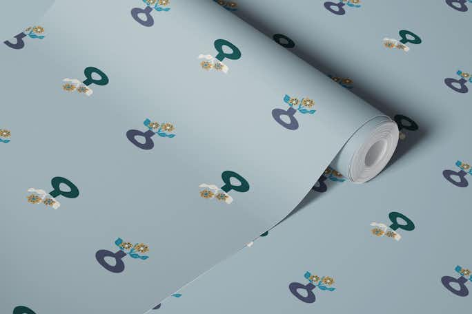 Faelan Vase - Light Denimwallpaper roll