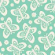 Butterflies Retro Scandi Daisy Flowers Green
