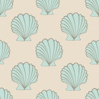 Cockles Scallop Seashells Coastal Beach Mint tapet