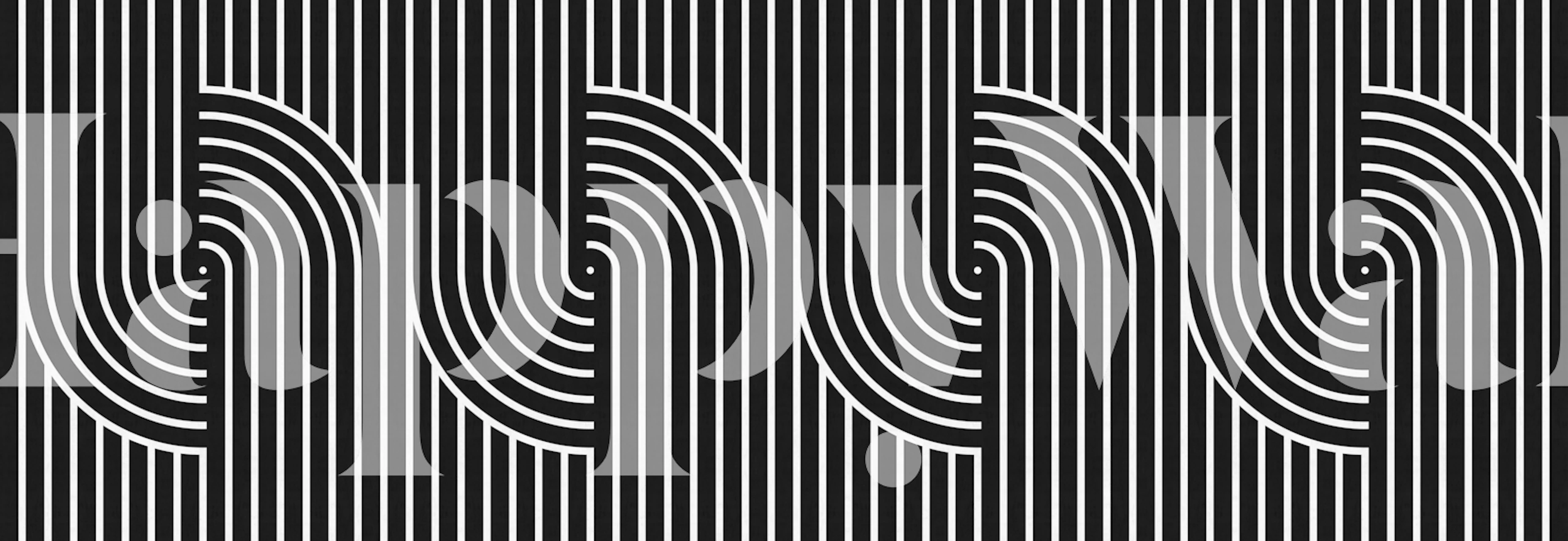 Black and white striped and curved geometric wallpaper