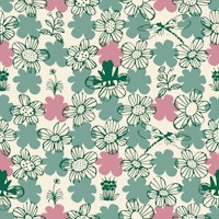 Scandi floral with frog and dragonfly papiers peint