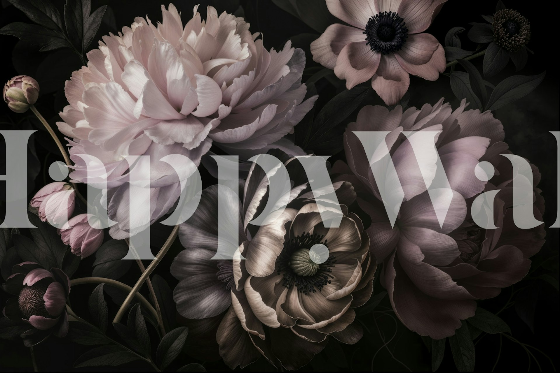 Nástěnná malba Náladová barokní květinová symfonie v Dust Pink se složitými květinovými vzory