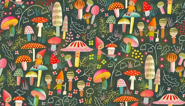 gnomes in mushroom forest