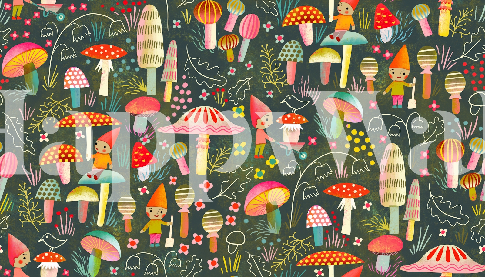 Gnome Mushroom Forest Wallpaper | HappyWall