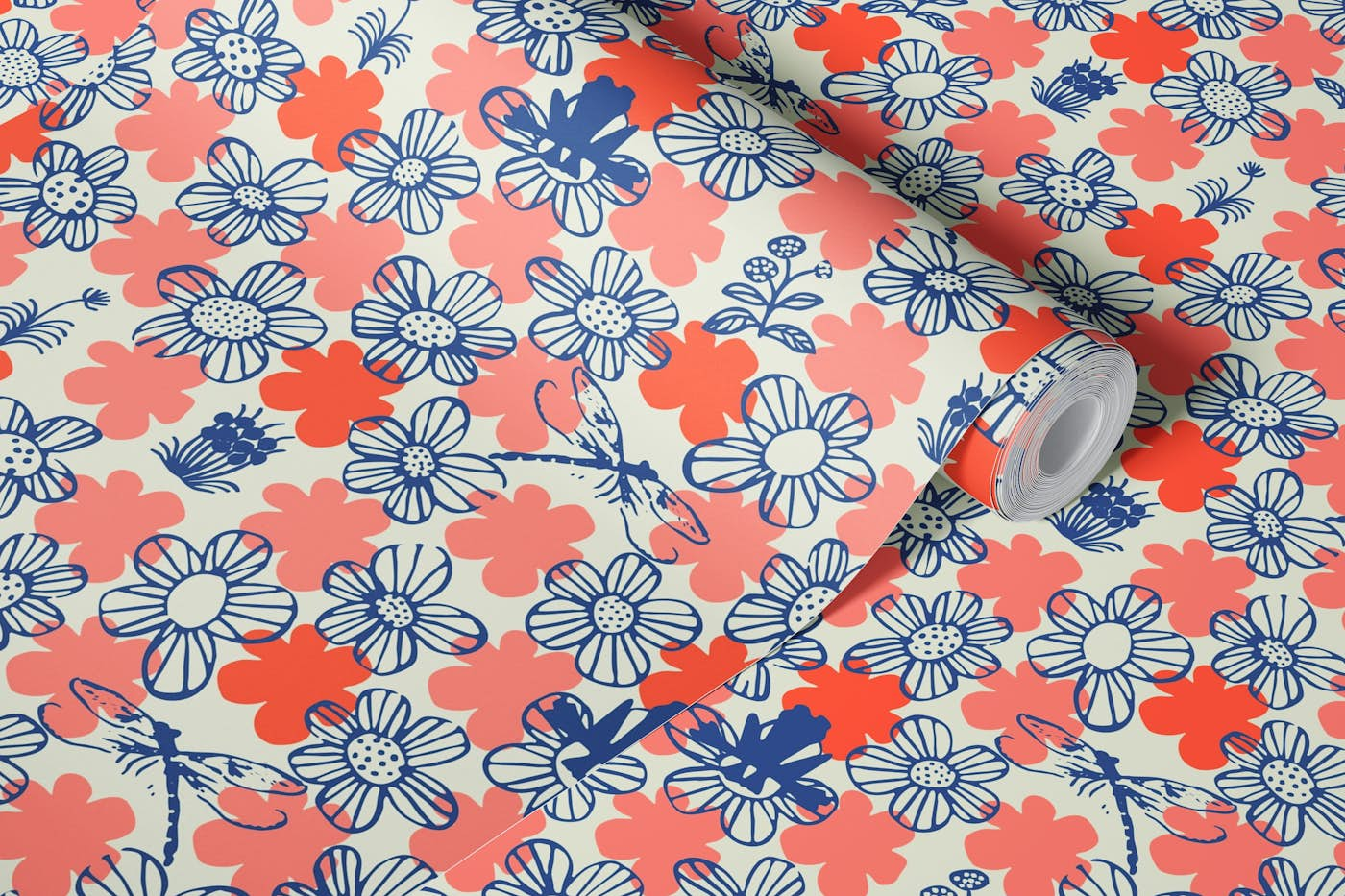 Scandi abstract floral for kids wallpaper roll