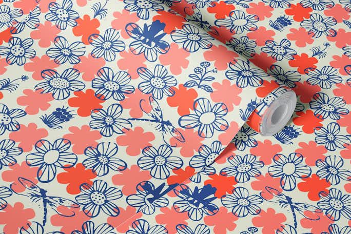 Scandi abstract floral for kidswallpaper roll