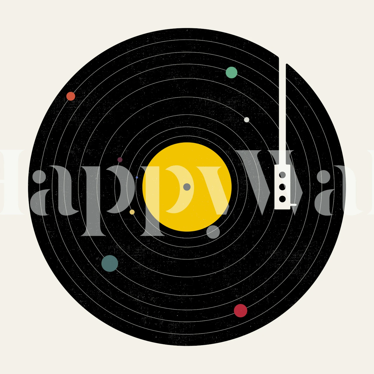 Muro in vinile stilizzato con dettagli colorati