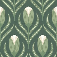 natural flowers bud sage green wallpaper