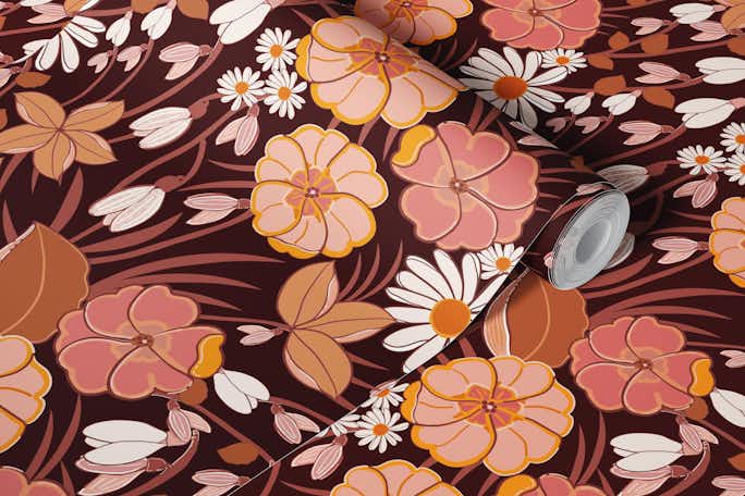 Mystery floral patternwallpaper roll