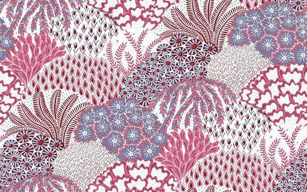 Botanical garden - blue and red