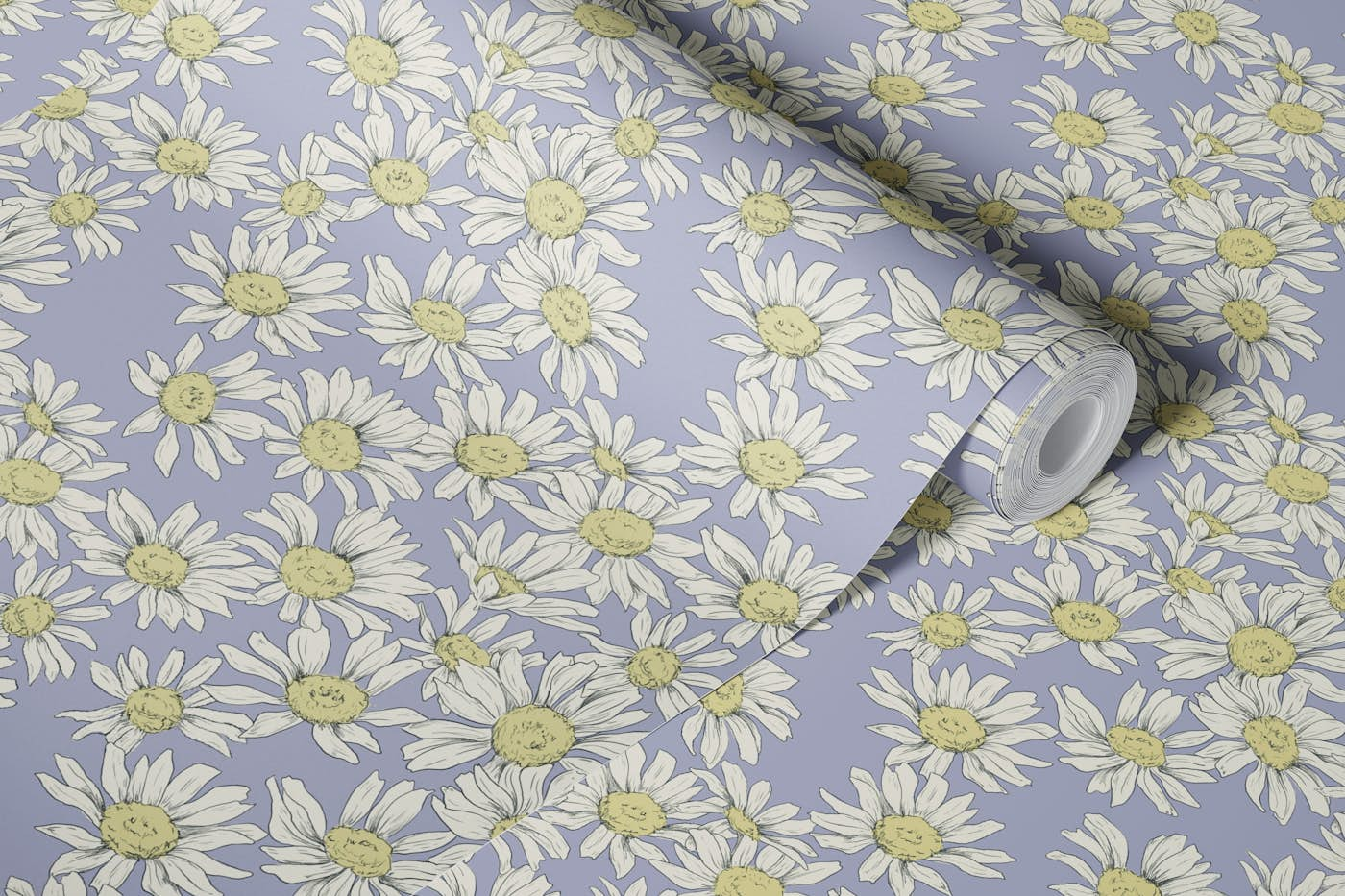 Dazzling Daisy Lilac wallpaper roll