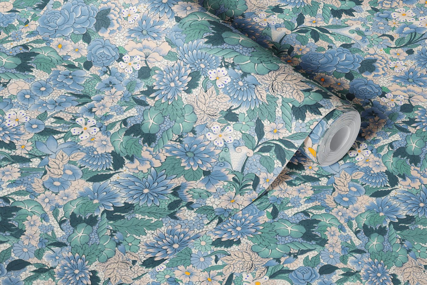 Floral Blossom Blue wallpaper roll