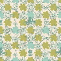Spring scandi nature blue/green tapete