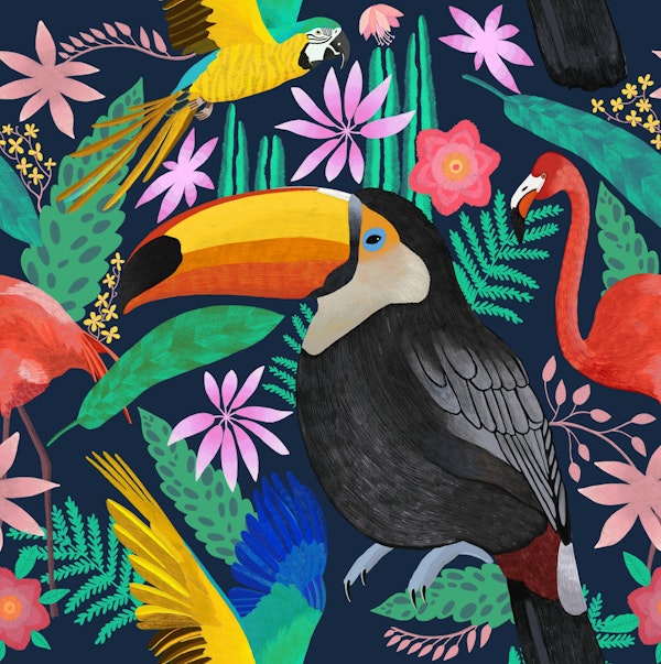 Tropical birds pattern