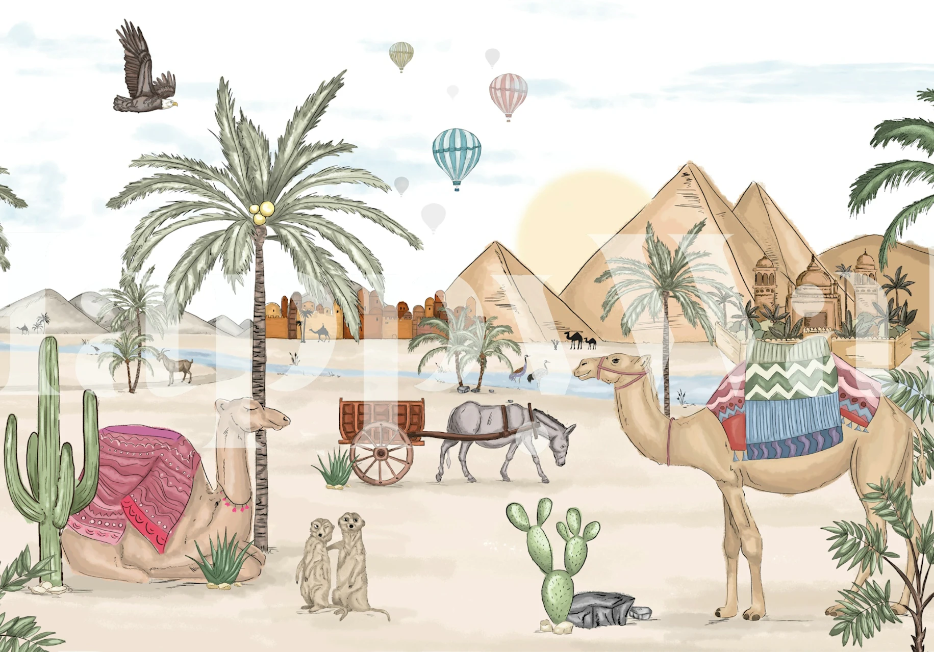 Egyptian Oasis wallpaper in a room setting