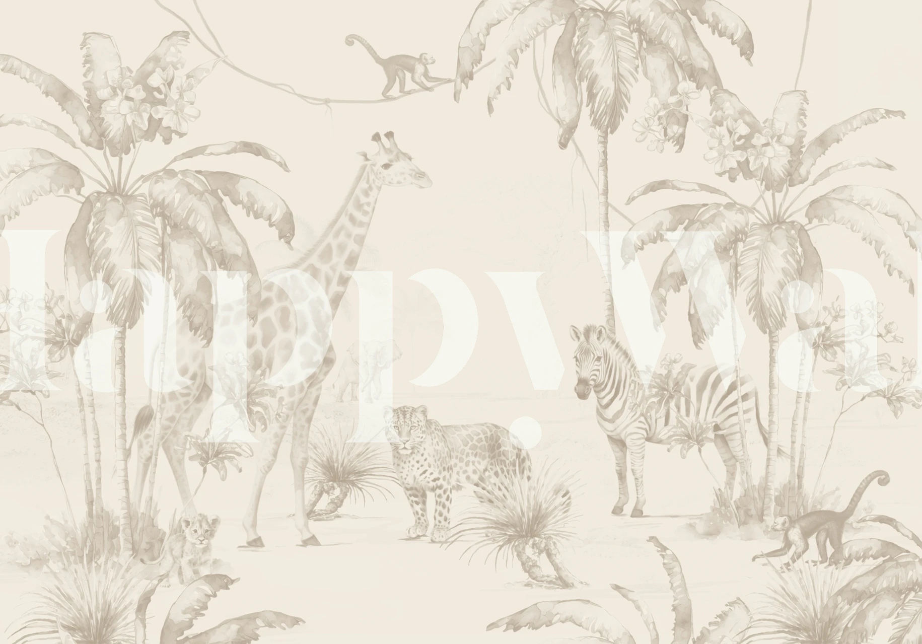 Whimsical wildlife wallpaper design in a room